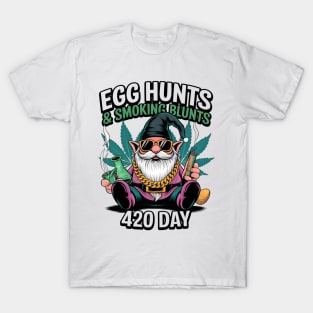 Stoned Easter Gnome With Joint Marijuana Easter 420 Day T-Shirt